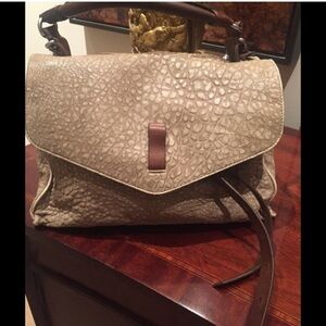 Gryson Ruby Pebbled Lambskin Leather Satchel Messenger Bag Purse